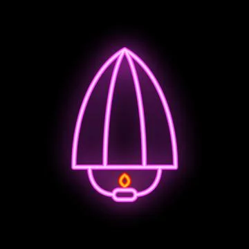 Neon sign representing a mining helmet with a light glowing in the dark Stock Illustration