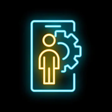 Neon sign representing mobile app being developed by a programmer Stockillustratie