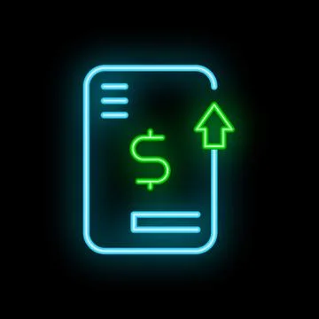 Neon sign representing mobile banking showing increasing profits Stock Illustration