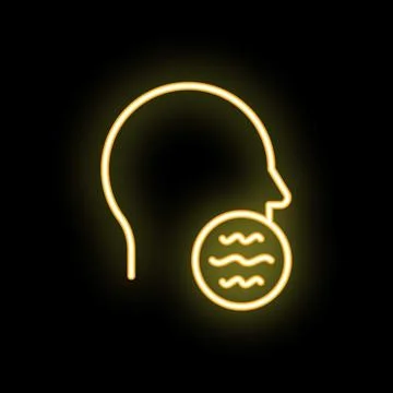 Neon sign representing nausea feeling with human head silhouette Stock Illustration