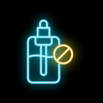 Neon sign representing not using vaping liquid containing thc Stock Illustration