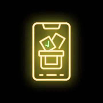 Neon sign representing online voting using a smartphone Stock Illustration