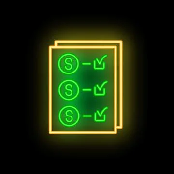 Neon sign representing a paid subscription service on a black background Stock Illustration