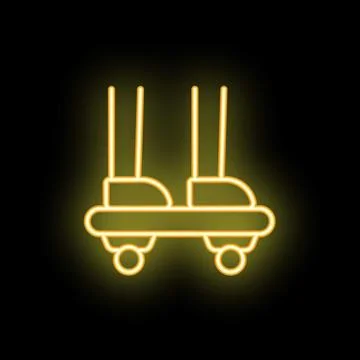 Neon sign representing a pair of roller skates hanging on a wall Stock Illustration