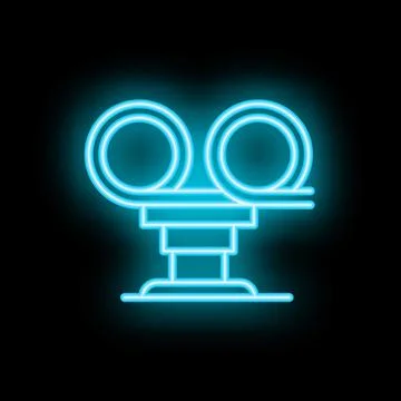 Neon sign representing a playground spring rider on black background Illustration