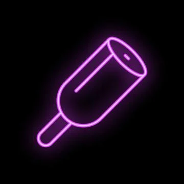 Neon sign representing popsicle shining on wall at night Stock Illustration