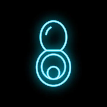 Neon sign representing a powder compact on a black background Stock Illustration