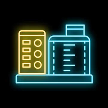 Neon sign representing remote control of smart building system Ilustración de archivo