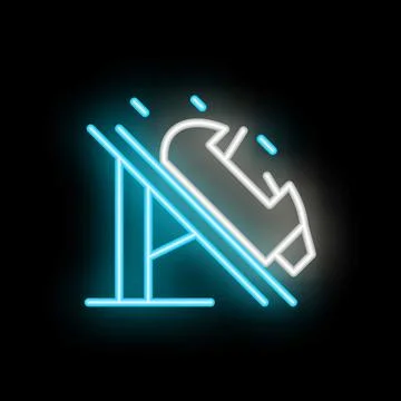 Neon sign representing roller coaster going down on black background Stock Illustration
