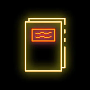Neon sign representing a stack of paper documents for office work Stock Illustration