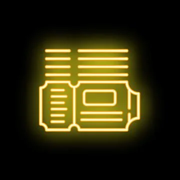 Neon sign representing stack of tickets glowing on wall 스톡 일러스트