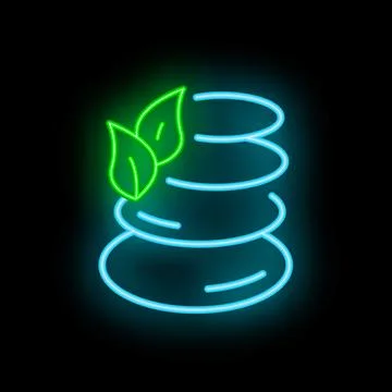 Neon sign representing a stack of zen stones, symbolizing balance and well .. Stockillustratie