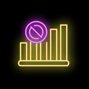 Neon sign representing stagnation with forbidden symbol above bars Ilustração Stock