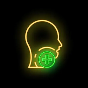 Neon sign representing thyroid gland receiving treatment Stock Illustration