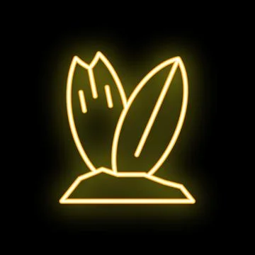 Neon sign representing two surfboards planted in the sand 스톡 일러스트