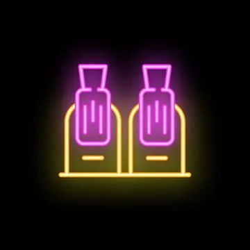 Neon sign representing two toasters warming up bread for breakfast Illustrazione stock