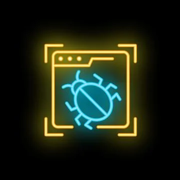 Neon sign representing website with bug being targeted Stock Illustration