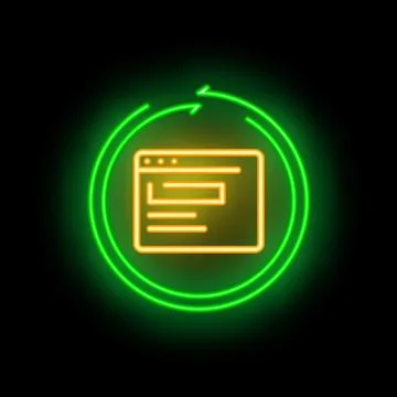 Neon sign representing website update with circular arrows on black backgroun イラスト素材