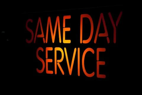 Neon sign same day service Stock Illustration