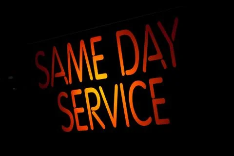 Neon sign same day service Stock Illustration