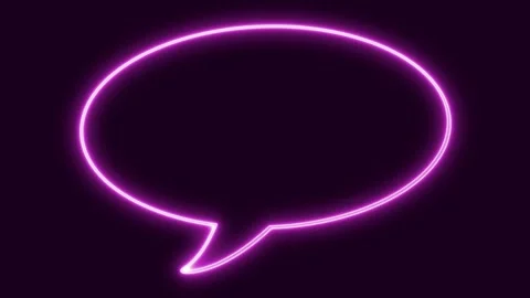 A neon sign in the shape of a comic book speech bubble, with an oval Stock Footage 276551024