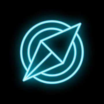 Neon sign shaped like a compass pointing up right Stock Illustration