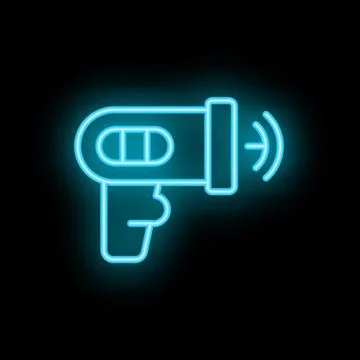 Neon sign showing a barcode scanner emitting a signal Stock-Illustration