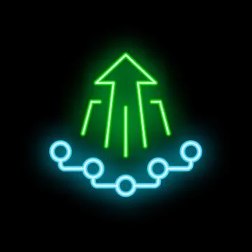 Neon sign showing big data analysis leading to growth 스톡 일러스트
