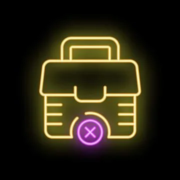 Neon sign showing closed empty toolbox on black background Stock Illustration