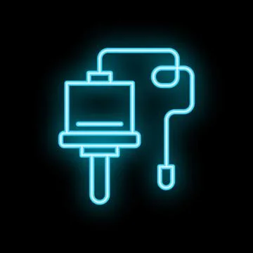 Neon sign showing computer connected to mouse symbolizing computer hardware イラスト素材