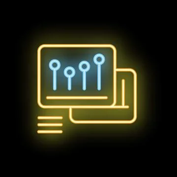 Neon sign showing computer displaying growing graph representing business s.. Stock Illustration