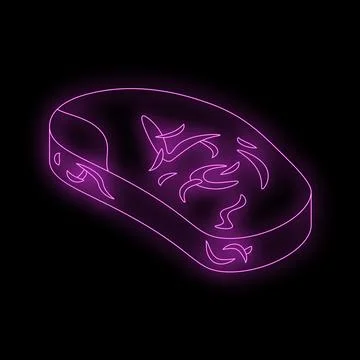 Neon sign showing a computer mouse on black background 스톡 일러스트