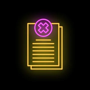 Neon sign showing document with an x on black background イラスト素材