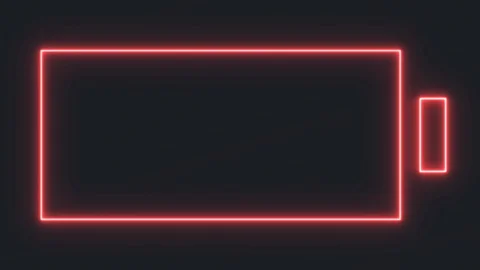 A neon sign showing an empty battery charging to full, switching its color Stock Footage 129099770