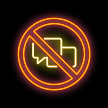 Neon sign showing folder sharing prohibition on black background Illustrazione stock