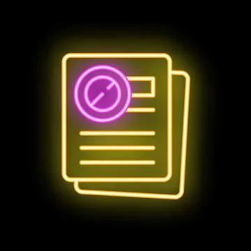 Neon sign showing forbidden document icon on black background Stock Illustration