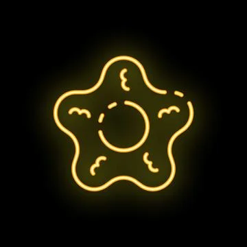 Neon sign showing a fried egg on a black background Stock Illustration