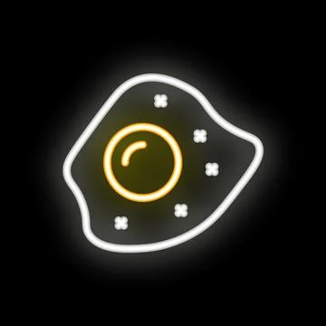 Neon sign showing a fried egg on a black background Stock Illustration