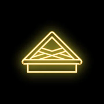 Neon sign showing a house with a triangular roof 스톡 일러스트