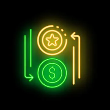 Neon sign showing loyalty program converting into money Illustrazione stock