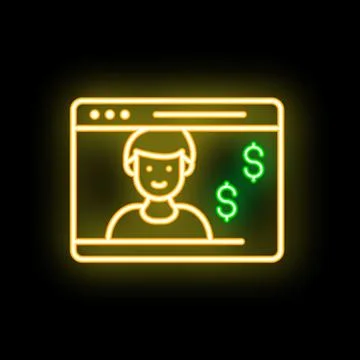 Neon sign showing man getting paid for working online Stock Illustration