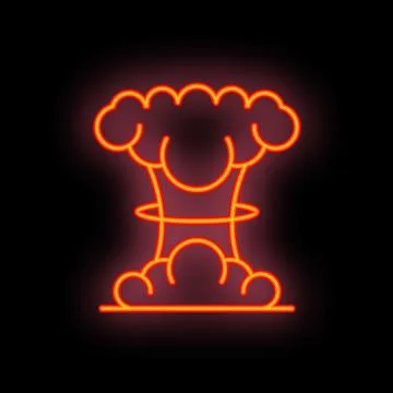 Neon sign showing a nuclear explosion on black background Stock Illustration