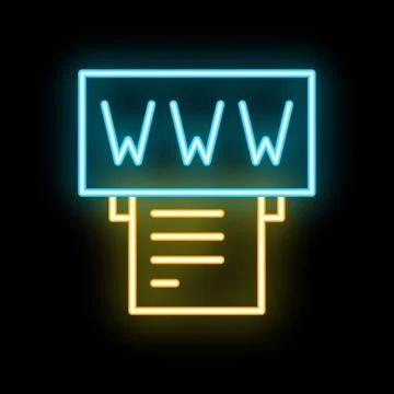 Neon sign showing printer printing out website homepage Stock Illustration