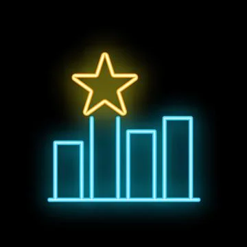 Neon sign showing progress bar reaching for the stars Ilustración de archivo