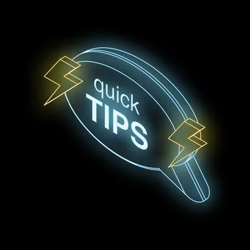 Neon sign showing quick tips with lightning bolts on black background イラスト素材