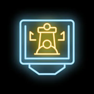 Neon sign showing security camera detecting person Illustrazione stock