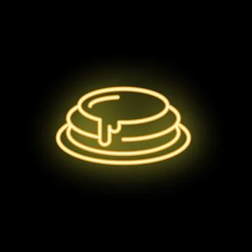 Neon sign showing stack of pancakes covered in syrup on plate Stock Illustration