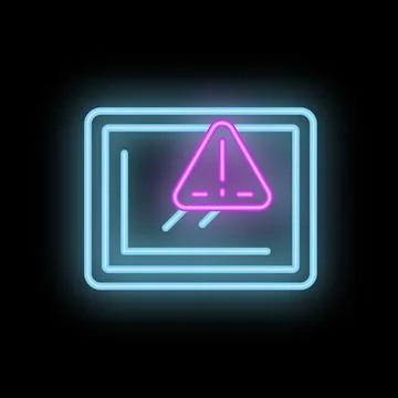 Neon sign showing a tablet computer with an alert icon displayed on the scree Stock Illustration