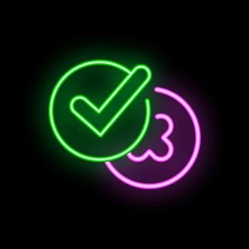 Neon sign showing validation of third party cookies with check mark symbol Illustrazione stock
