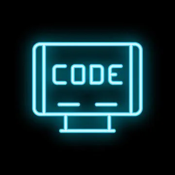 Neon sign showing the word code displayed on a computer screen イラスト素材